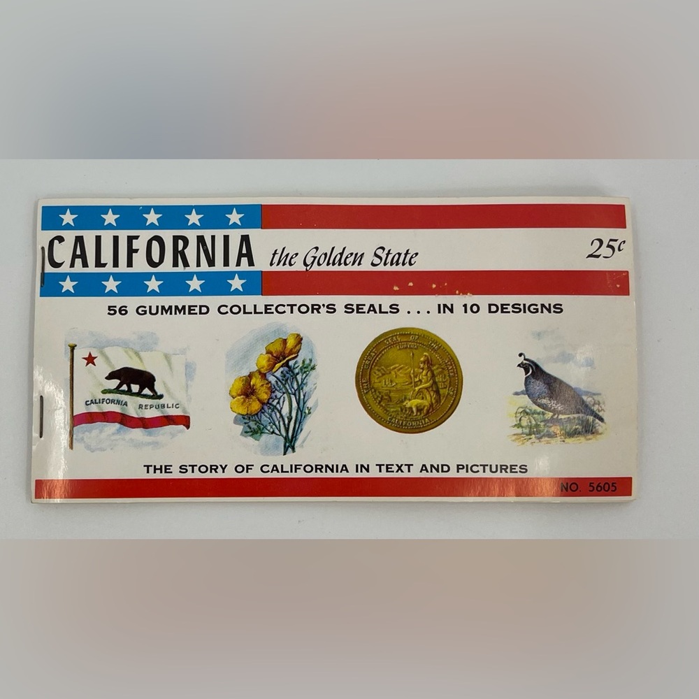 Vintage 1961 California The Golden State 56 Gummed Collector Seals Stickers NEW